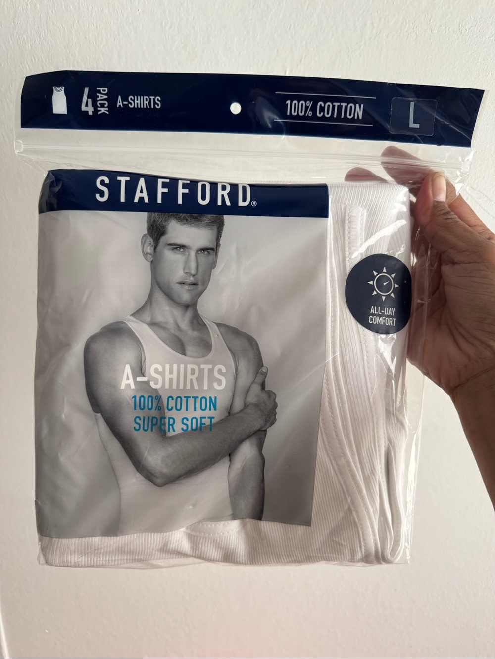 Stafford White Men’s Cotton A-Shirts - 4 Pack